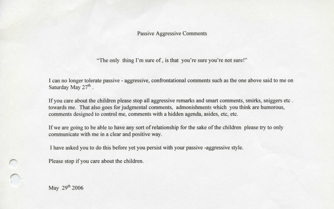 Passive Aggressive Comments – (29th May 06)